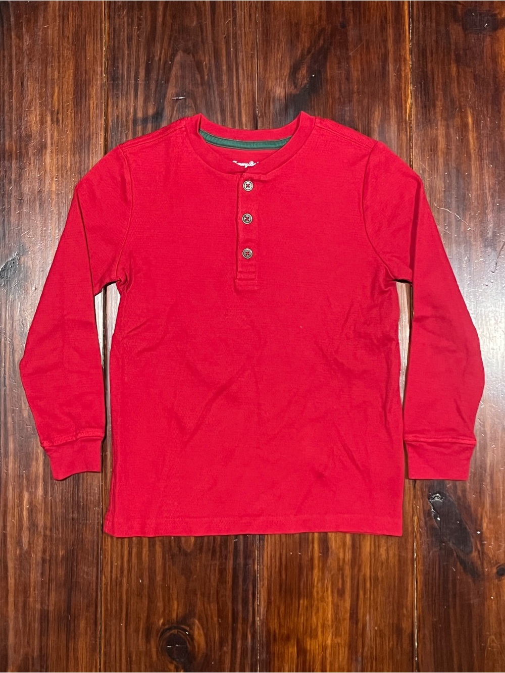 Tommy Bahama Boys Size 7/8 M Red Long Sleeve Henley Shirt 3 Button